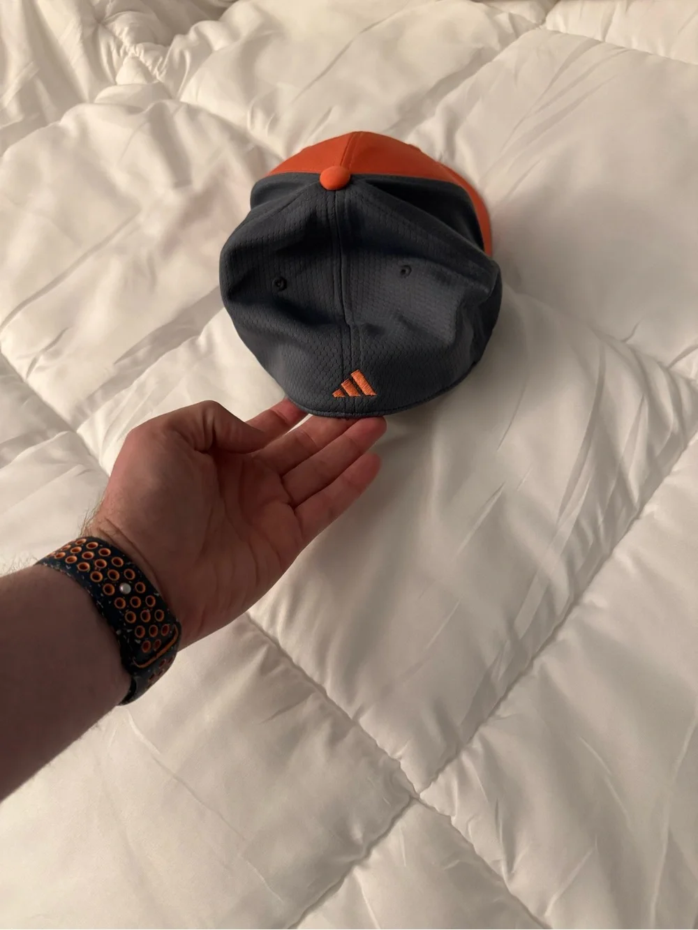 Adidas Orange and Black Structured Logo Cap